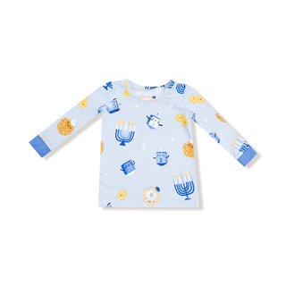 Angel Dear Long Sleeve Loungewear Set - Hanukkah Blue
Children's long-sleeve shirt with festive design on a white background