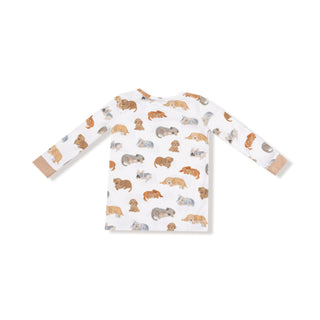 Angel Dear Long Sleeve Loungewear Set - Napping Puppies
Long-sleeve shirt with animal pattern on a white background