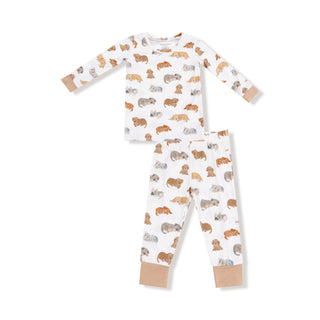 Angel Dear Long Sleeve Loungewear Set - Napping Puppies
Children's pajama set with animal pattern on a white background