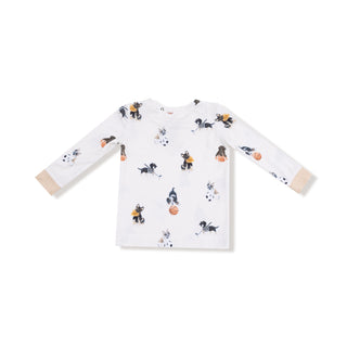 Angel Dear Long Sleeve Loungewear Set - Sporty Puppies
White long-sleeve shirt with dog pattern on a white background