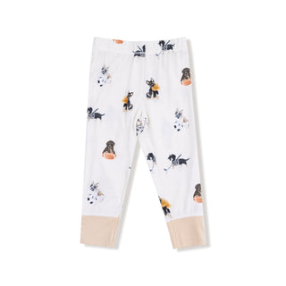Angel Dear Long Sleeve Loungewear Set - Sporty Puppies
White pants with black dog illustrations on a white background