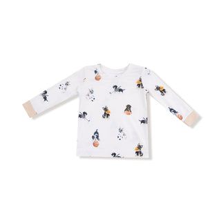 Angel Dear Long Sleeve Loungewear Set - Sporty Puppies
White long-sleeve shirt with dog pattern on a white background