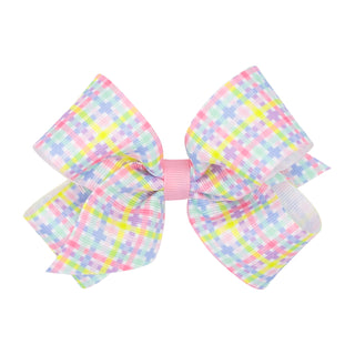 Medium Wee Ones Pastel Plaid Hair Bow on Clippie
Pastel checkered hair bow on a white background