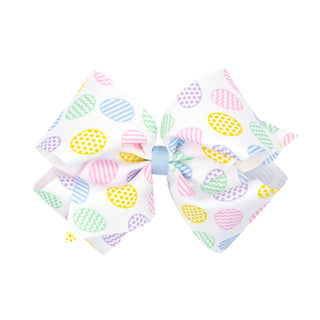 Wee Ones King  Wee Ones Easter Egg Printed Hair Bow on Clippie
Hair bow with colorful pattern on a white background