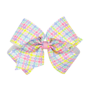 King Wee Ones Pastel Plaid Hair Bow on Clippie
