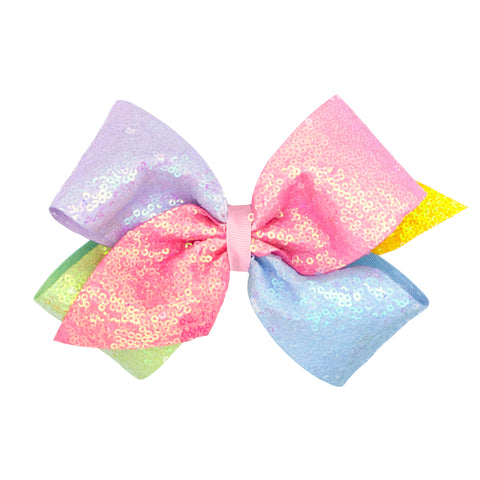 Wee Ones Pastel Ombre Print Sequin Hair Bow on Clippie King