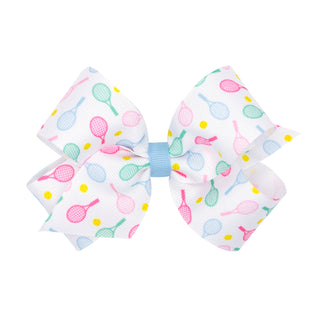 Wee Ones Tennis Print Grosgrain Hair Bow on Clippie