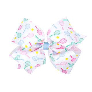Wee Ones Tennis Print Grosgrain Hair Bow on Clippie