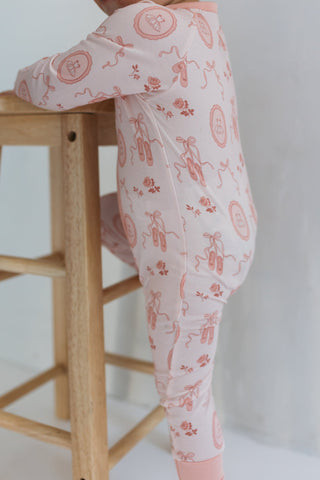In My Jammers Zipper Romper - Ballet Slippers