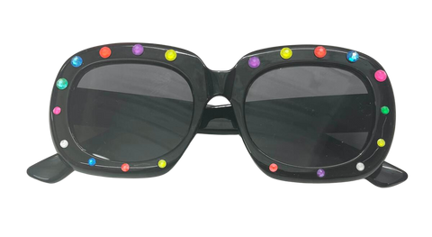 Bari Lynn Crystalized Bubble Shape Sunglasses - Black / Neon
