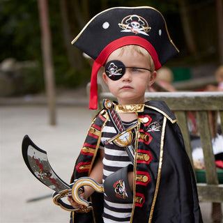 Liontouch Pirate Sabre - Captain Cross
Child in a pirate costume with a hat, sword, and eye patch.