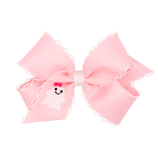 Meium Wee Ones Ghost Embroidered Moonstitch Grosgrain Hair Bow on Clippie