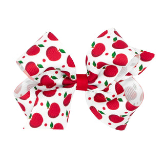 Wee Ones Apple Print Grosgrain Hair Bow on Clippie