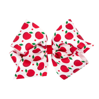Wee Ones Apple Print Grosgrain Hair Bow on Clippie