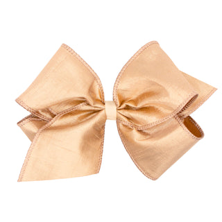 King Wee Ones Metallic Dupioni Hair Bow on Clippie - Champagne