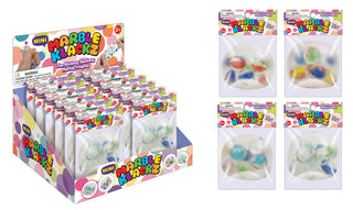 Mini Marble Klackz game by Master Toys featuring colorful marbles and a wooden game board for fun, skill-based play.