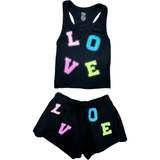 Flowers By Zoe, FBZ Neon LOVE Black Shorts - Basically Bows & Bowties