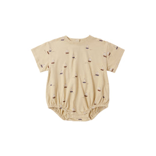Rylee & Cru Relaxed Bubble Romper - Sailboats
Beige baby romper with small patterns on a white background