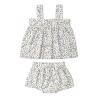 Makemake Organics Organic Scalloped Top & Bloomers Set - Tulle Floral