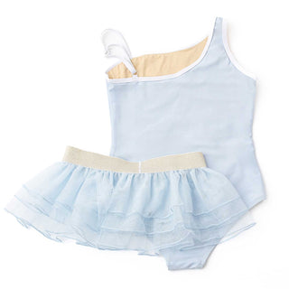 Shade Critters girls' blue flip sequin one-piece and tutu swim set with bow, perfect for fun in the water.