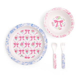 Itzy Ritzy Itzy Bistro™ Dining Set - Ribbons & Roses
Children's dinnerware set with floral and bow design on a white background