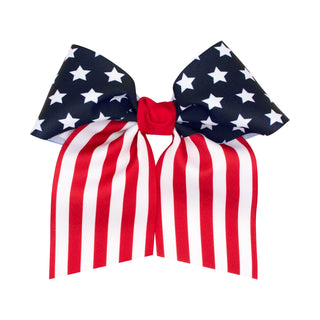 Wee Ones, Wee Ones King Patriotic Print Bow with Tails on Clippie - Basically Bows & Bowties