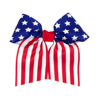 Wee Ones, Wee Ones King Patriotic Print Bow with Tails on Clippie - Basically Bows & Bowties