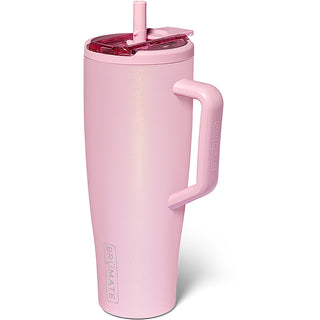 Brumate Era Flip 40oz - Petal Pink
Pink travel mug with handle and straw lid on a white background