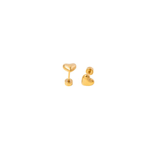 Pip Pop Post Earrings - Bubble Heart stud
A pair of small gold heart stud earrings on a plain white background.