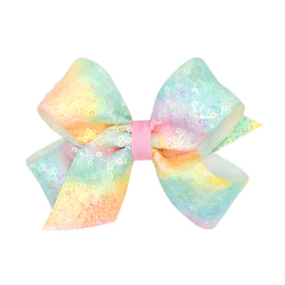 Medium Wee Ones Pastel Tie Dye Sequin Bow on Clippie