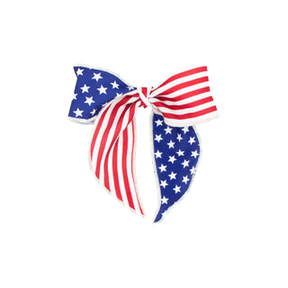 Wee Ones American print whimsy tail hair bow on clippie with colorful pattern and girl-friendly design for toddlers.