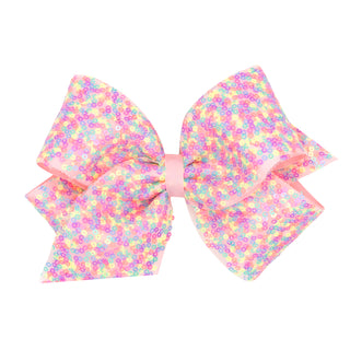 Wee Ones Sequin Overlay Bow on Clippie - Light Pink