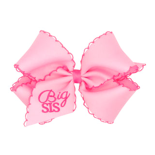 Wee Ones Hot Pink Big Sis Embroidered Hair Bow on Clippie
Pink hair bow with 'Big Sis' text on a white background
