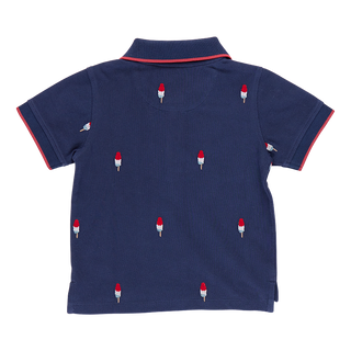 Blue Rooster Boys Alec Shirt - Navy Rocket Pop Embroidery