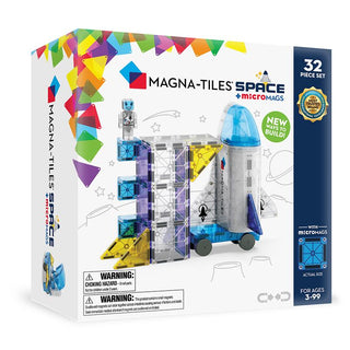 Magna-Tiles Space™ 32-Piece Set
Magna-Tiles Space micromags toy set packaging with rocket and space station model.