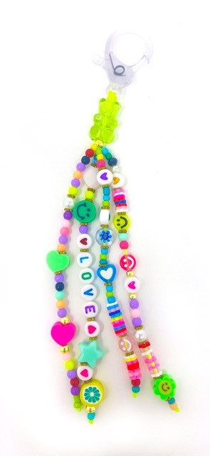 Sunshine & Glitter Adorbs tote bag charm keychain featuring colorful glitter and cheerful design.