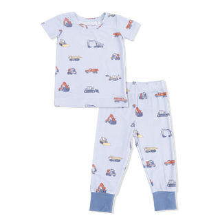 Angel Dear Short Sleeve Loungewear Set - Construction Vehicles