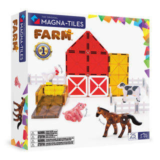 Magna-Tiles Farm™ 25-Piece Set
Magna-Tiles Farm set packaging with toy animals and barn on a white background