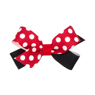 Wee Ones Red Maxi Dot & Black Grosgrain Hair Bow on Clippie