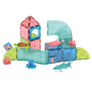 Magna-Tiles Coral Reef™ 25-Piece Set 
Colorful magnetic building set with sea-themed figures on a white background