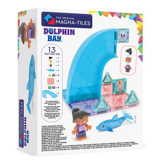 Magna-Tiles Dolphin Bay™ 13-Piece Set
Magna-Tiles Dolphin Bay set packaging with toy pieces and figures on a white background