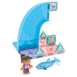 Magna-Tiles Dolphin Bay™ 13-Piece Set
Toy set with a shark-shaped pool, figures, and a dolphin on a white background