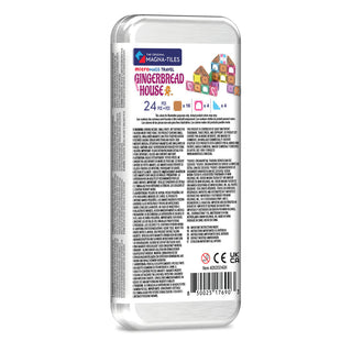 Magna-Tiles microMAGS Gingerbread House 24-Piece Travel Set
Magna Tiles Gingerbread House building set in a clear plastic storage case, shown from the back on a white background.
