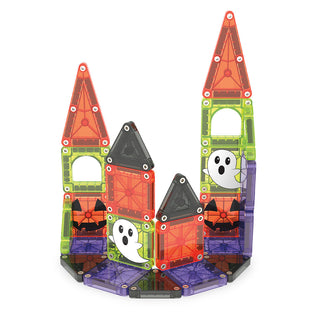Magna-Tiles microMAGS Spooky 24-Piece Travel Set
Halloween-themed magnetic building set with ghosts and pumpkins on a white background