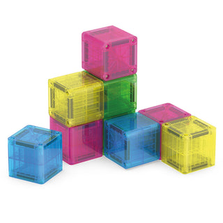 Magna-Tiles microMAGS Cubes 9-Piece Set
Stack of colorful transparent building blocks on a white background