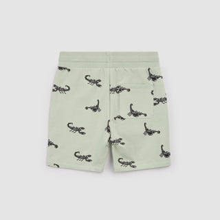 Back view of Miles the Label Scorpion on Sage Shorts featuring a stylish printed design and comfortable fit.