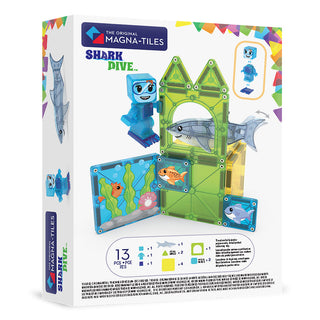Magna-Tiles Shark Dive™ 13-Piece Set
Magna-Tiles Shark Dive toy set packaging with shark and fish figures on a white background