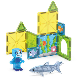Magna-Tiles Shark Dive™ 13-Piece Set
Toy building set with transparent blocks, a blue character, and a shark on a white background