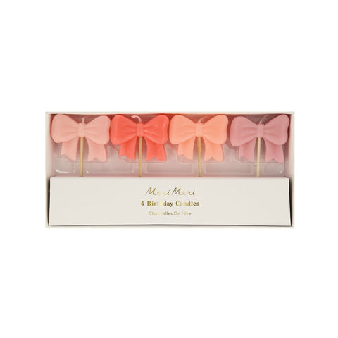 Meri Meri Pink Bow Candles (Set of 4)