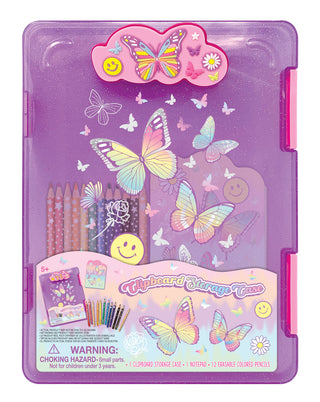 Hot Focus Clipboard Storage Case - Tie Dye Butterfly
Colorful butterfly-themed pencil case with colored pencils on a purple background